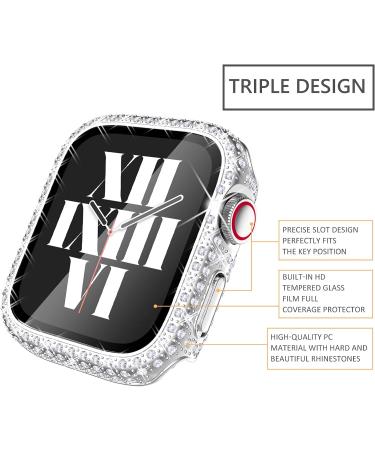 Fullife 6-Pack Crystal Diamond Bling Cases for Apple Watch 40mm | Protective Bumper with Tempered Glass Protector | Compatible with iWatch Series 6/5/4/SE | 6 Colors (Silver/RoseGold/Pink/Black/Iridescent/Clear) - Buy Online on SooperMarket.com