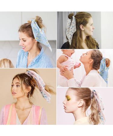 NAIHOD 10Pcs Floral Chiffon Hair Scarf Scrunchies - Women & Girls Elastic Hair Ties with Bowknot - Buy Online on SooperMarket.com