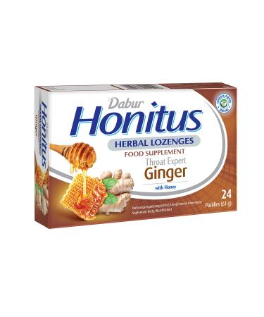 Dabur Honitus Herbal Lozenges | Effective Relief from Cough & Sore Throat Pain | Ginger Flavor - 24 Lozenges