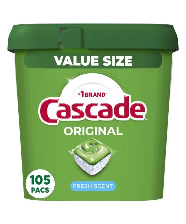 Cascade Original Dishwasher Pods, Actionpacs Dishwasher Detergent Tablets, Fresh Scent, 105 Count (Packaging May Vary)