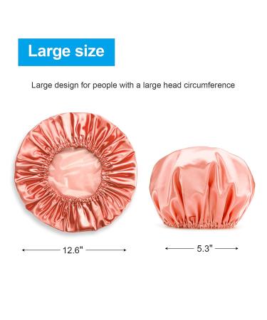 AmazerBath 4-Pack Shower Caps for Women - Double Waterproof, Reusable & Large Size in Green, Purple, Pinkish-Orange, Blue - Buy Online on SooperMarket.com