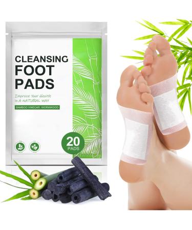Dêtox Foot Pads, 20 PCS - Ginger Foot Pads Anti-Stress Relief Foot Pain & Sleep Better, Natural Bamboo Vinegar Ginger Adhesive Sheet for Foot & Body Care, Remove Odor Suitable for Everyday Use