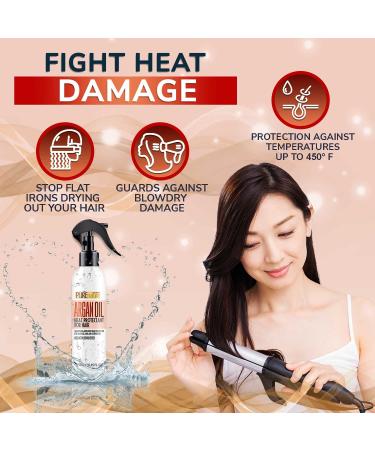 Moroccan Argan Oil Heat Protectant Spray with Keratin - Deep Conditioner for Dry Damaged Hair - Styling and Treatment Protection - Pure Nature Lux Spa - Buy Online on SooperMarket.com