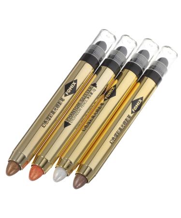 Gogogmee 4pcs Highlighter Eyeshadow Pencil Eye Makeup Tools Neutral Eyeshadow Glitter Crayons Plastic
