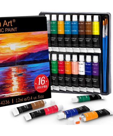 Aen Art Acrylic Paint Set  16 Colors Painting Supplies for Canvas Wood Fabric Ceramic Crafts  Non Toxic&Rich Pigments for Beginners