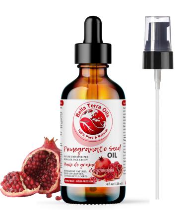 Pomegranate Seed Oil. 120ml. 100% Pure. Cold-pressed. Unrefined. Organic. Rich in Antioxidants and Essential Fatty Acids. Promotes Skin Hydration. Natural Moisturizer for Hair Skin Nails Stretch Marks. Bella Terra Oils. 120 ml (Pack of 1)