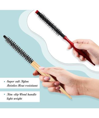 Mini Round Wood Hair Brush Set for Hair Styling - Nylon Bristles, Ideal for Blow Drying and Beard Care - 2 Styles Available - Buy Online on SooperMarket.com