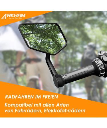 Arkham Bicycle Mirror - Extra Large HD Real Glass Rearview Mirror for E-Bikes & Bicycles | Universal Fit 15-20mm Left Handlebar - Buy Online on SooperMarket.com