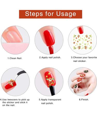 24 Sheets Christmas Nail Art Stickers - Self-Adhesive 3D Snowflake & Santa Gel Decals with Tweezers - Perfect for Christmas Parties - Gold - Buy Online on SooperMarket.com