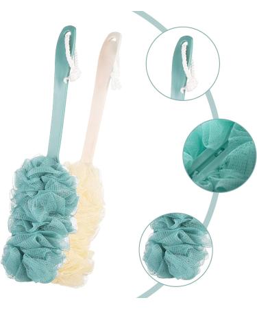 SKHAOVS 2 Piece Long Handle Bath Brush Set for Exfoliating and Dead Skin Removal - Shower Loofah Scrubber for Men and Women - Blue and Beige - Buy Online on SooperMarket.com
