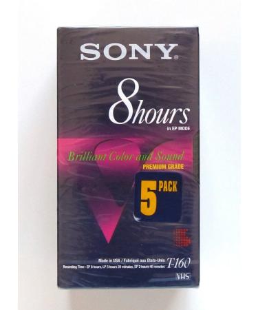 Sony T-160 8 Hours in EP Mode Blank Video Cassette - 5-Pack