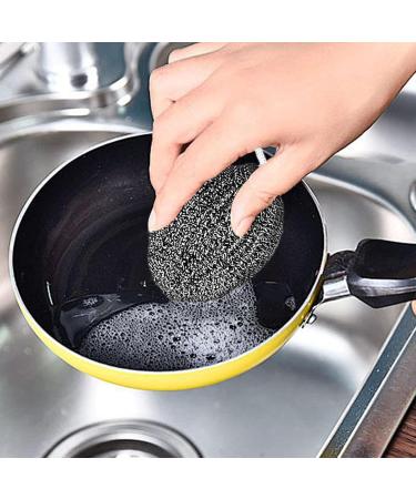 Stainless Steel Sponges Scrubbers | Hangable Kitchen Cleaning Metal Dish Scrubber Cleaning Brush For Pots Non-Stick Pot Steel Wire Ball Heavy Duty Dish Scrubber Stainless Steel - Buy Online on SooperMarket.com