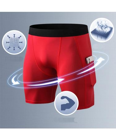 ABTIOYLLZ Men's Compression Shorts 3 Pack - Red Medium with Pockets - Buy Online on SooperMarket.com