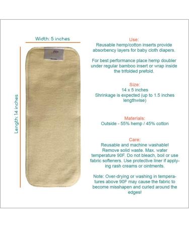 Hemp Diaper Inserts for Overnight Cloth Diapers - Pack of 5 Booster Pads - Buy Online on SooperMarket.com