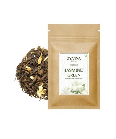 Zyanna Jasmine Green Tea - Premium Darjeeling Green Tea with Natural Jasmine Buds from India (3.53oz-100g-50 Cups) 100% Natural Ingredients - Brew Hot or Iced Tea)