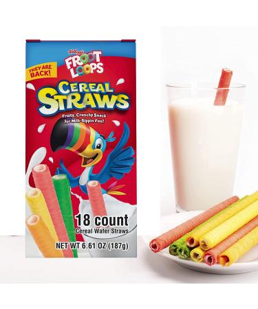 Kellogg's Cereal Straws Froot Loops - Childhood Nostalgic Treat for Drinking and Eating - Pack of 3, 18 Count - Buy Online on SooperMarket.com