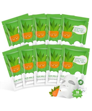 Collagen Face Masks with Niacinamide Hyaluronic Acid and Aloe Vera Moisturizing Korean Skin Care Sheet Masks Set of 10