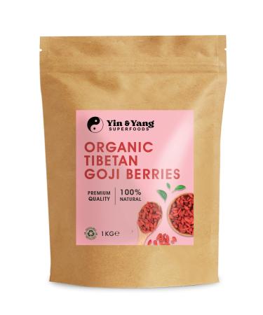 Organic Tibetan Goji Berries 1kg by Yin & Yang Superfoods. Premium Quality Delicious Sweet Flavour 100% Natural High in Vitamins Minerals & Antioxidants Source of Fibre Vegan Organic 1 kg (Pack of 1)