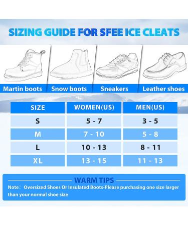 Sfee Ice Cleats 10 Steel Studs for Boots & Shoes - Anti-Slip Traction Cleats for Snow & Ice Walking, Hiking, Jogging - Size L (Women 10-13 / Men 8-11) - 1 Pair - Buy Online on SooperMarket.com