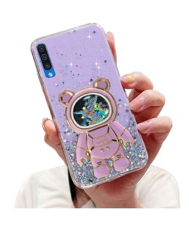 Tivenfezk Nadoli for Samsung Galaxy A50/A30S Treibsand B r Astronaut Hidden Stand Shell cartoon glitter astronaut stand Soft silicone bling cell phone shell Samsung Galaxy A50/A30S purple