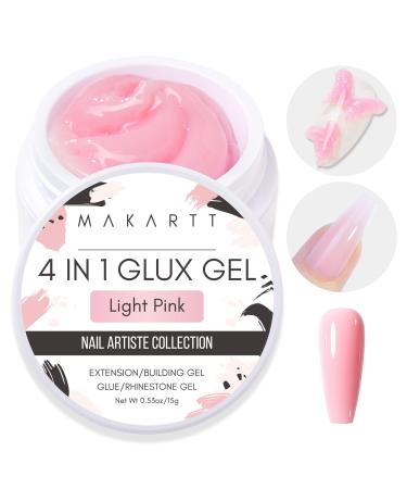 Makartt Builder Gel For Nails 4 in 1 Nail Extension Gel Nail Glue for Acrylic Nails Nail Rhinestone Glue Gel Nail Strengthen UV Gel 3D Nail Sculpture Gel Hard Gel Manicure Set Nail Lamp Required Pink