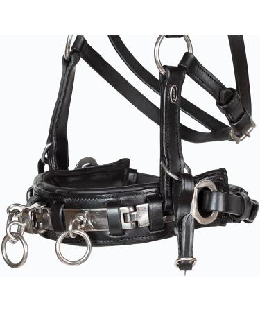 Heinick-Reitsport Professional Leather Cavesson - Black Stainless Steel Bit Strap Nosepiece for Warmbloods | International Shipping - Buy Online on SooperMarket.com