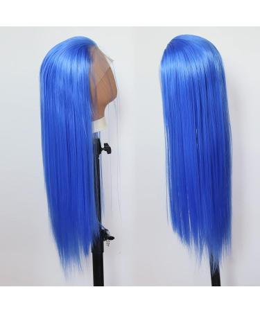 Blue Synthetic Lace Front Wig - Long Straight Hair for Black Women | Heat Resistant Fiber | Cosplay & Daily Wear - Buy Online on SooperMarket.com