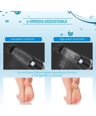 Rechargeable Electric Foot Callus Remover Kit | Waterproof Pedicure Tool with 4 Grinding Heads | Foot Care for Dead Skin | Ideal Gift - Black - Buy Online on SooperMarket.com
