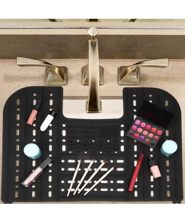 Foldable Sink Cover | Silicone Makeup Brush Cleaning Mat | Compact & Rollable Bathroom Sink Protector - Buy Online on SooperMarket.com