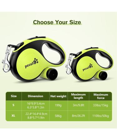 Pecute 3m Dog Leash | Eco-Friendly Roller Linen with Feces Bag Holder 360 Extension Anti-Slip Handle & Quick Brake for Dogs Up to 15kg - Buy Online on SooperMarket.com