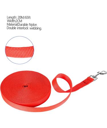 NavoX Training Lead for Dog/Puppy 20m Red Extra Long Line Dog Lead Nylon Long Dog training Leash for Pet Recall hiking camping hunting backyard - Buy Online on SooperMarket.com