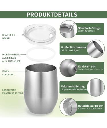 Telanks Mate Becher - 340ml Double-Walled Insulated Stainless Steel Mate Cup with Straw & Brush | Perfect Yerba Mate Mug (Silver) - Buy Online on SooperMarket.com