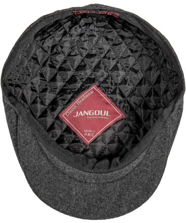JANGOUL Men Wool Blend Newsboy Cap Tweed Cabbie Hat Snap Brim Dark Grey 7 3/8 - Buy Online on SooperMarket.com
