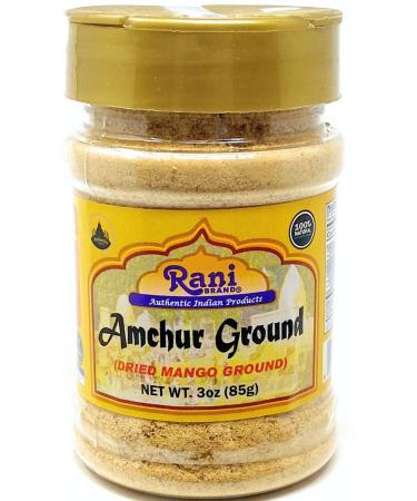 Rani Amchur (Mango) Ground Powder Spice 3oz (85g) PET Jar  All Natural, Indian Origin | No Color | Gluten Friendly | Vegan | NON-GMO | No Salt or fillers Powder (Jar) 3 Ounce (Pack of 1)