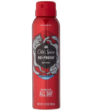 Old Spice Wild Collection Re-Fresh Deodorant Body Spray Wolfthorn 3.75 oz (Pack of 2)