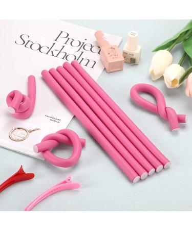 30-Piece 9.45 Flexible Curling Rods Set with SEPGLITTER Hair Twist Foam Rollers and Pintail Comb - No Heat Curlers for Girls - Pink Foam Hair Curler for Long & Short Hair - Buy Online on SooperMarket.com
