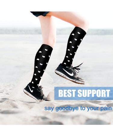 Actinput Compression Stockings - 4 Pairs Colorful Support Socks for Men & Women | Ideal for Sports Travel Flight Nursing - Black L-XL - Buy Online on SooperMarket.com