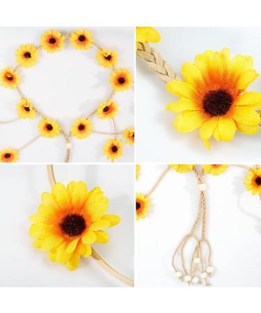 Sucrain Flower Hippie Headband Set - 4pcs Bohemian Sunflower Hair Accessories (2 Yellow 2 White) - Buy Online on SooperMarket.com