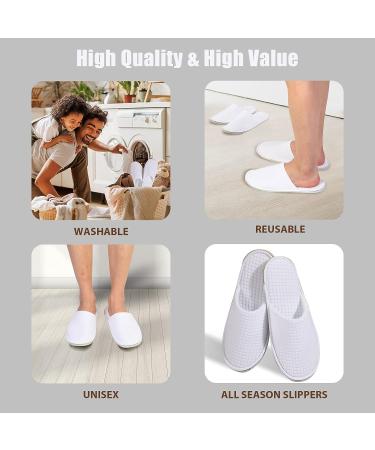 Anmerl Spa Slippers for Men and Women - Premium Bulk Hotel Slippers | Breathable Soft Cotton House Guest Slippers - Non Slip | Washable & Reusable - 10 Pairs (White) - Buy Online on SooperMarket.com