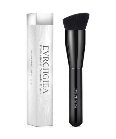 Foundation Brush Flat Top Kabuki Foundation Brush for Liquid Makeup Cream Powder Travel Size Face Foundation Blending Makeup Brushes (large) L black