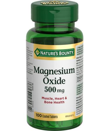 Nature's Bounty Magnesium Oxide 500mg Pills Helps Maintain Proper Muscle Function 100 Tablets