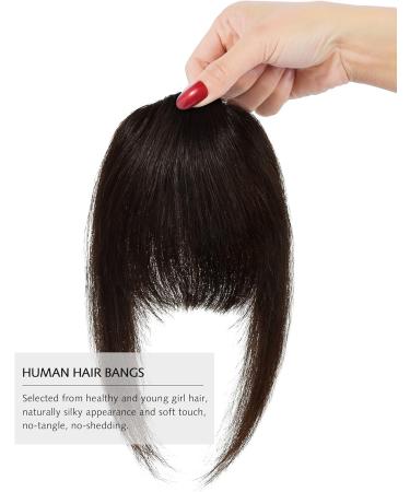 YAMEL Clip-in Bangs Dark Brown Human Hair Extensions for Women - Buy Online on SooperMarket.com