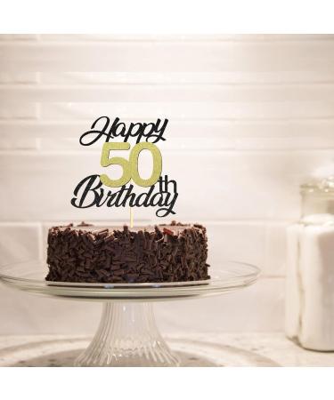 Sumerk 50th Birthday Cake Attachments | Gold & Black Party Decoration Accessories | Perfect for 50th Birthday Celebrations - Buy Online on SooperMarket.com