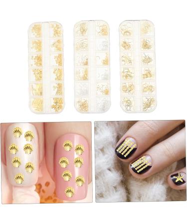 Amosfun 3 Boxes Alloy Nail Accessories Golden Nail Rhinestones Resin Filler Fake Nail Studs Nail Art Stud Eye Gem Glitter Nail Sequins Nail Art Stickers Manicure Accessories Metal 3D Alien - Buy Online on SooperMarket.com