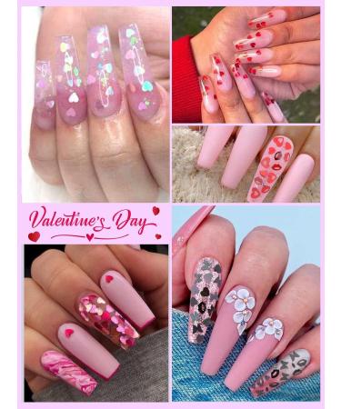 Kalolary Valentine's Day Nail Art Sequins | Heart & Lip-Shaped Holographic Flakes for Manicure & Body Decoration - 2 PCs - Buy Online on SooperMarket.com
