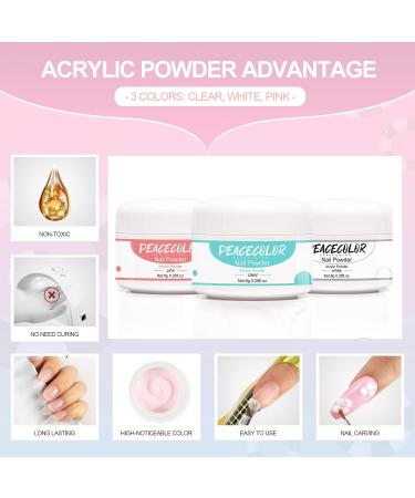PEACECOLOR Acrylic Nail Kit with 8G Clear Pink White Acrylic Powder 60ML Acrylic Liquid Acrylic System for Beginners DIY Nail Art Nails Extension No Nail Lamp Needed Beauty Gifts color 190 - Buy Online on SooperMarket.com