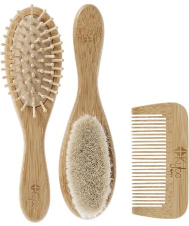 Kyte BABY Bamboo 3-Piece Brush Set - Goat Hair Brush, Wooden Bristle Brush, Bamboo Comb - Buy Online on SooperMarket.com