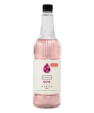 Simply Sugar Free Rose Syrup Low Calorie Vegan & Nut Free Flavoured Syrup for Coffee Cocktails & Baking (1 Litre)