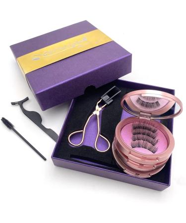 4 Pairs Magnetic Eyelashes - Reusable Natural Look False Lashes Set in Pink with Applicator - Buy Online on SooperMarket.com