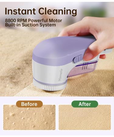 Rechargeable Fabric Shaver - Electric Lint Remover with 6-Leaf Blades for Clothes & Furniture - Purple Couch Pilling Remover - Buy Online on SooperMarket.com